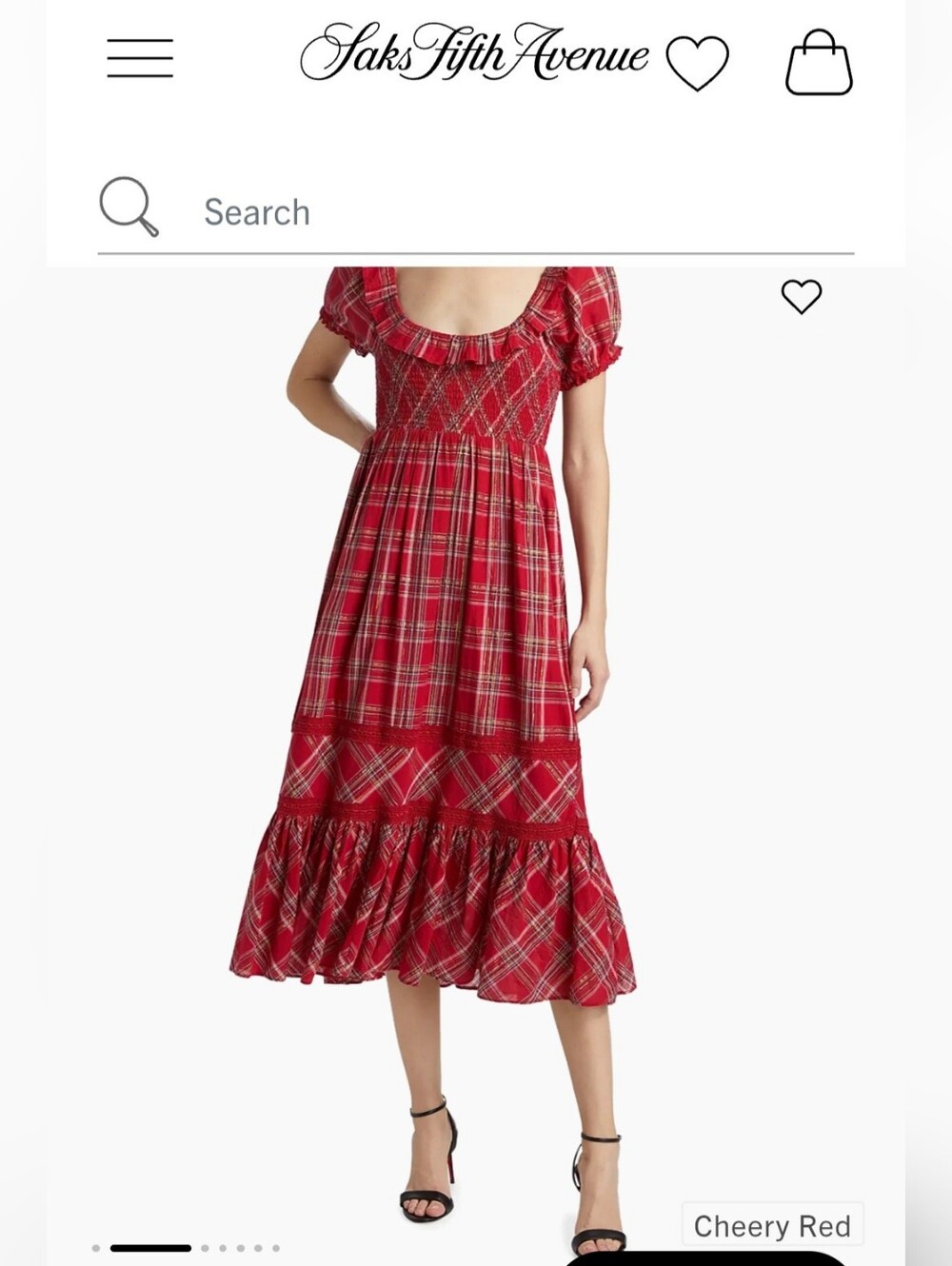 LoveShackFancy LondonTartan Gerania Red Plaid Smocked Midi Dress Sz S NWT - Picture 2 of 15